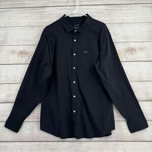 Brixton Cotton Blend Button Down Long Sleeve Shirt Mens XL Black Standard Fit